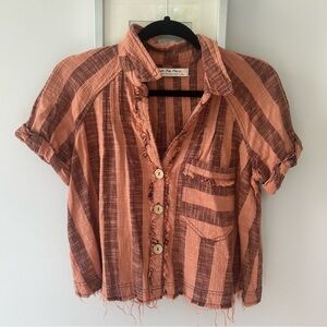 Free People Striped Button-Up Shirt